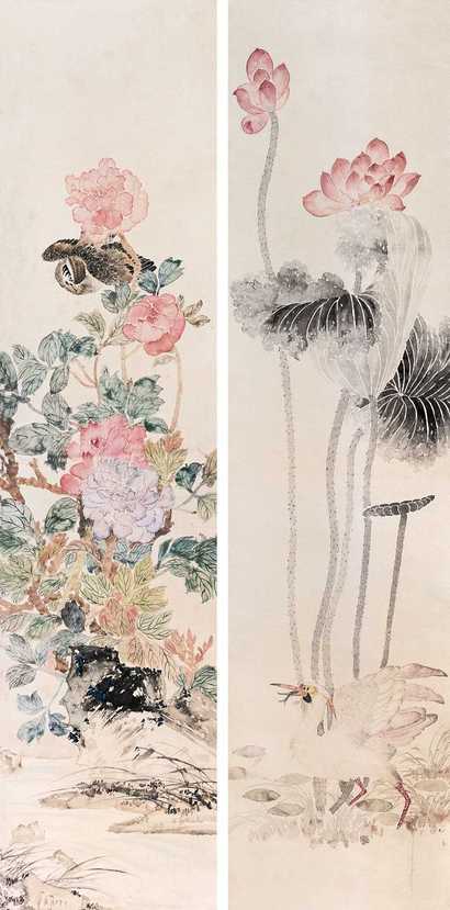佚名 花鸟 二屏
